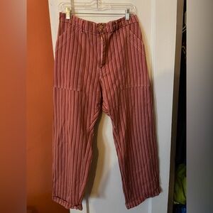 Big Bud Press work pants in overdyed stripe bubblegum pink